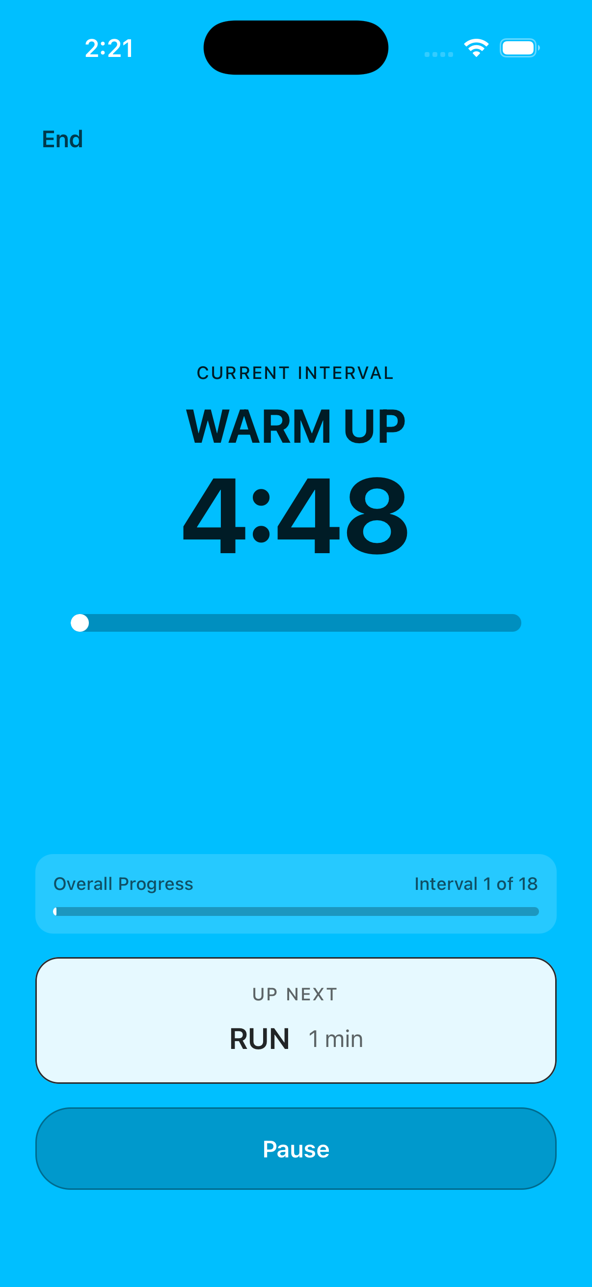 Active workout timer
